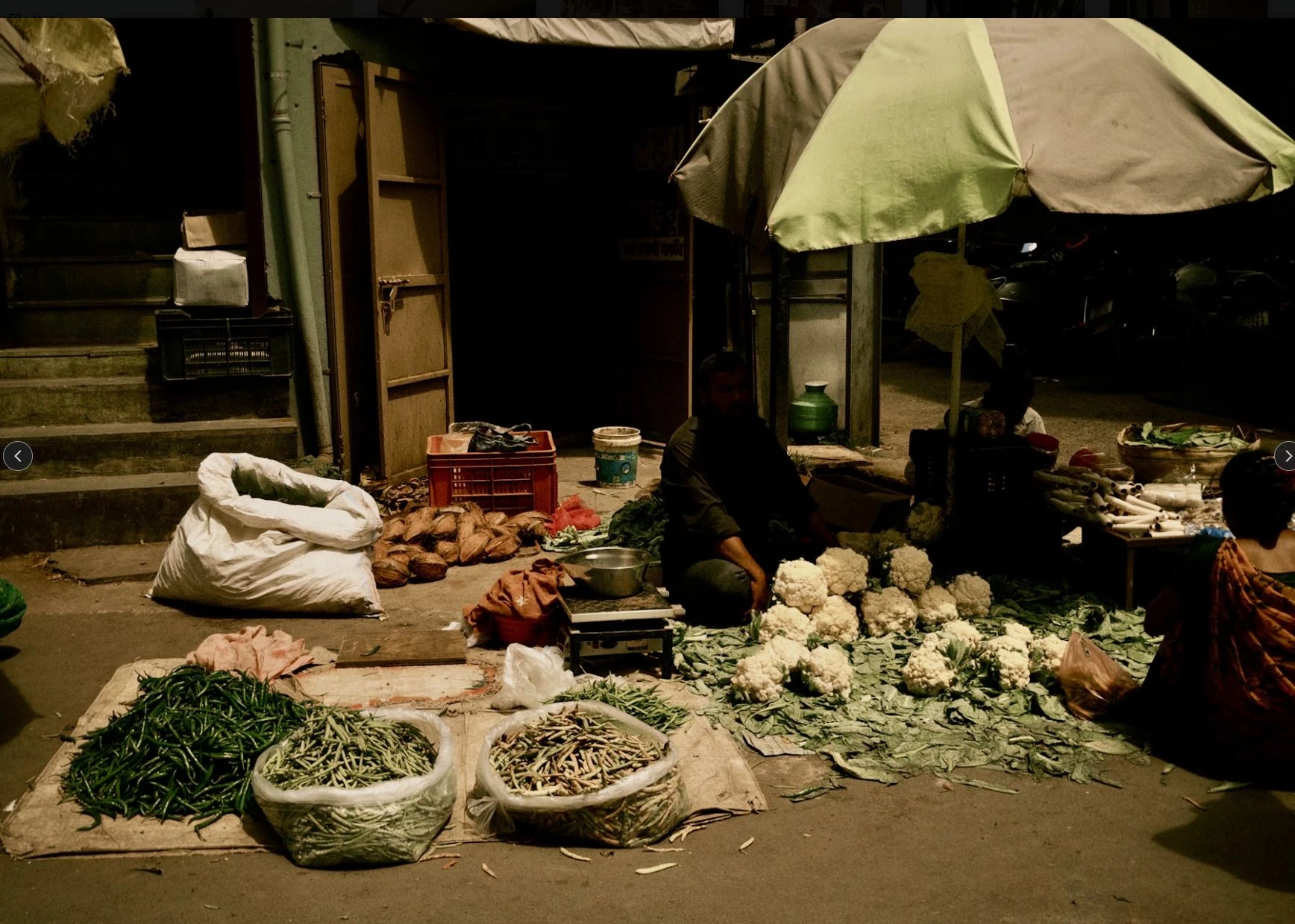 Vegetables arranged outside a stall.